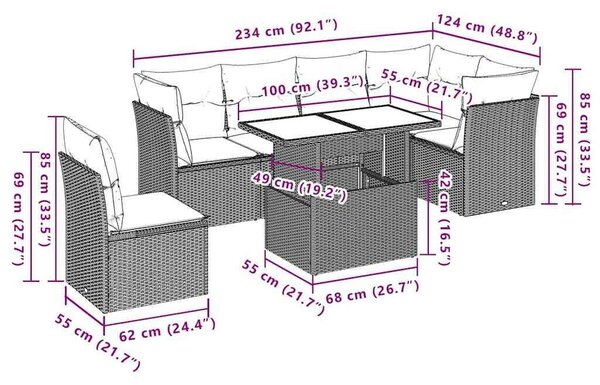 VidaXL Polyrattan Kerti Ülőgarnitúra - 6 részes - Fekete
