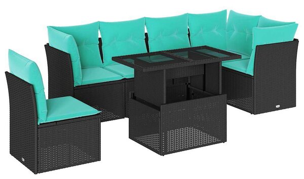 VidaXL Polyrattan Kerti Ülőgarnitúra - 6 részes - Fekete