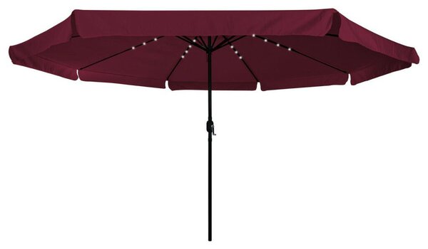 VidaXL Kerti Napernyő LED Fénnyel ø395x245 cm Bordeaux Piros