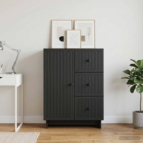 VidaXL Széf fiókkal Fekete 66 x 34,5 x 90 cm Szerelt Fa