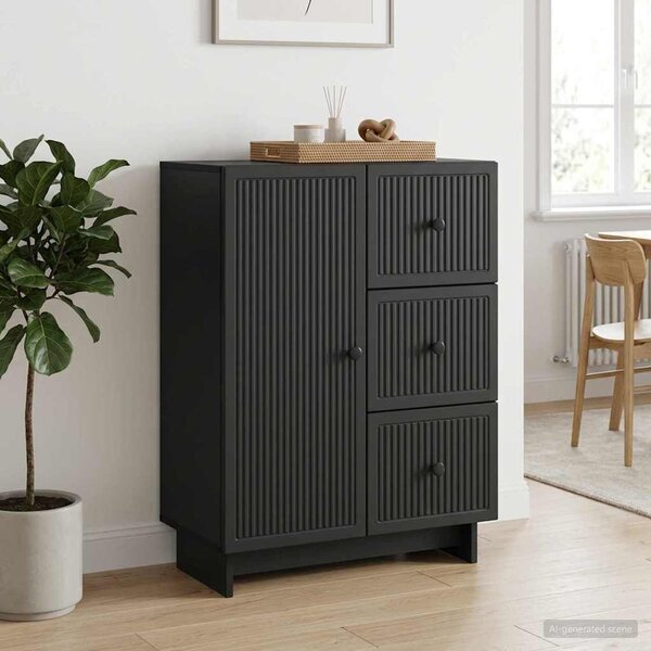 VidaXL Széf fiókkal Fekete 66 x 34,5 x 90 cm Szerelt Fa