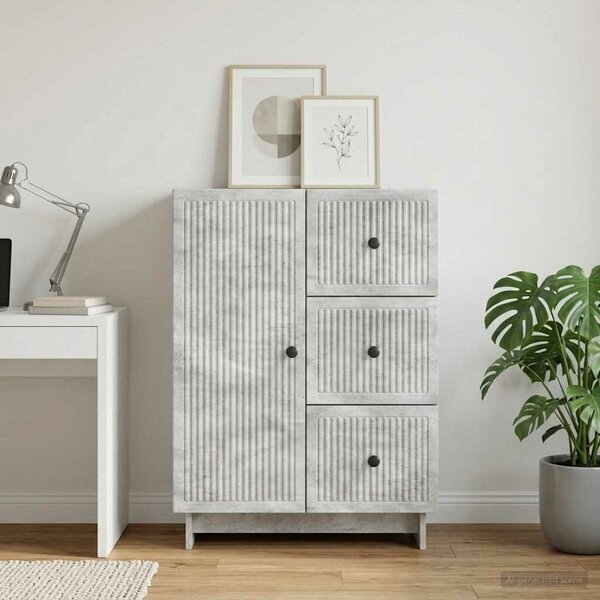VidaXL Széf fiókkal Betonszürke 66 x 34,5 x 90 cm Szerelt Fa