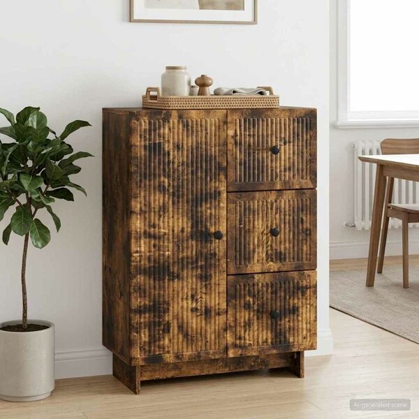 VidaXL Széf fiókkal Füstös Tölgy 66 x 34,5 x 90 cm Szerelt Fa