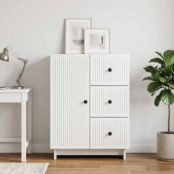 VidaXL Széf fiókkal Magasfényű Fehér 66 x 34,5 x 90 cm Szerelt Fa