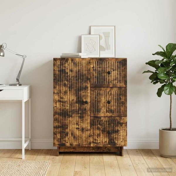 VidaXL Széf fiókkal Füstös Tölgy 66 x 34,5 x 90 cm Szerelt Fa