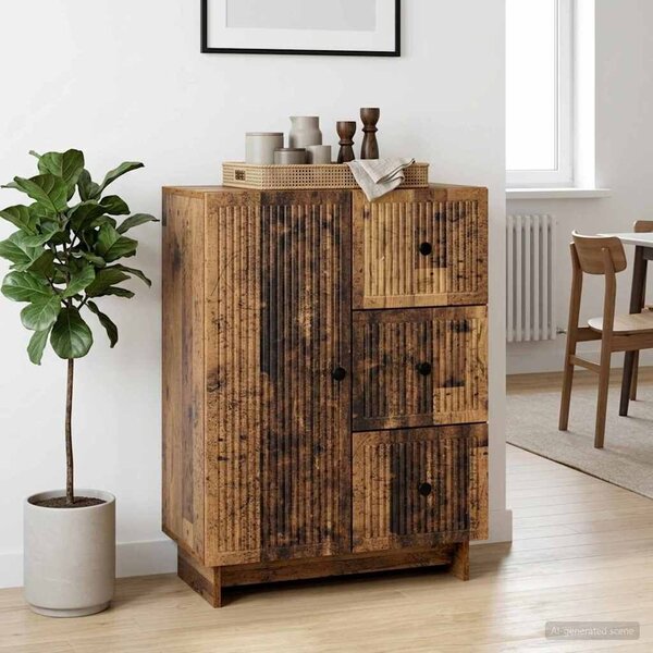 VidaXL Széf fiókkal Antik Fa 66 x 34,5 x 90 cm Szerelt Fa