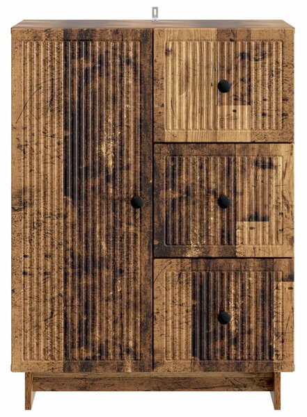 VidaXL Széf fiókkal Antik Fa 66 x 34,5 x 90 cm Szerelt Fa
