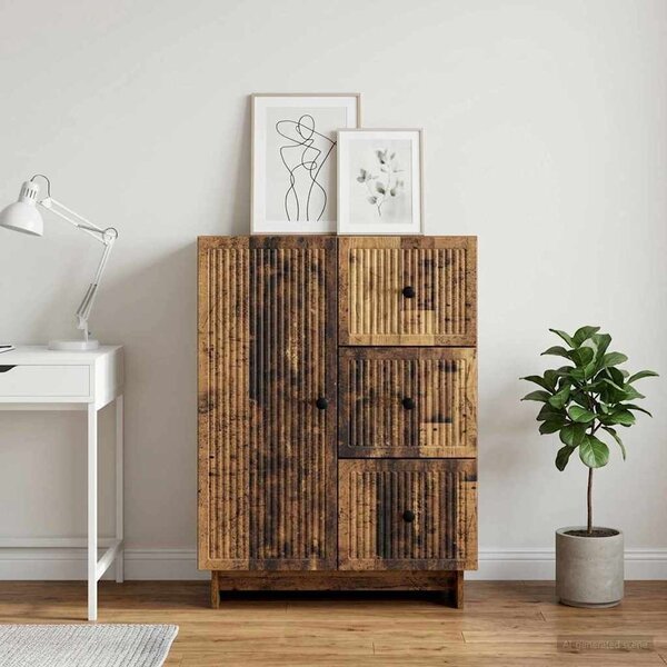 VidaXL Széf fiókkal Antik Fa 66 x 34,5 x 90 cm Szerelt Fa