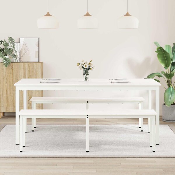 Étkezőasztal Fehér 180 x 90 x 75 cm Tömör fenyőfa