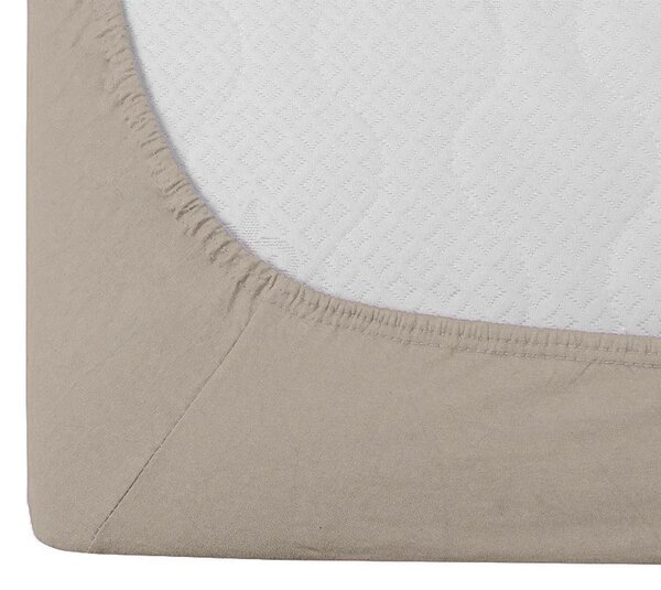 Krepp ágyneműhuzat szett ASTORIA POLY krémszínű + Jersey lepedő 90 x 200 cm kapucsínó, egyszemélyes