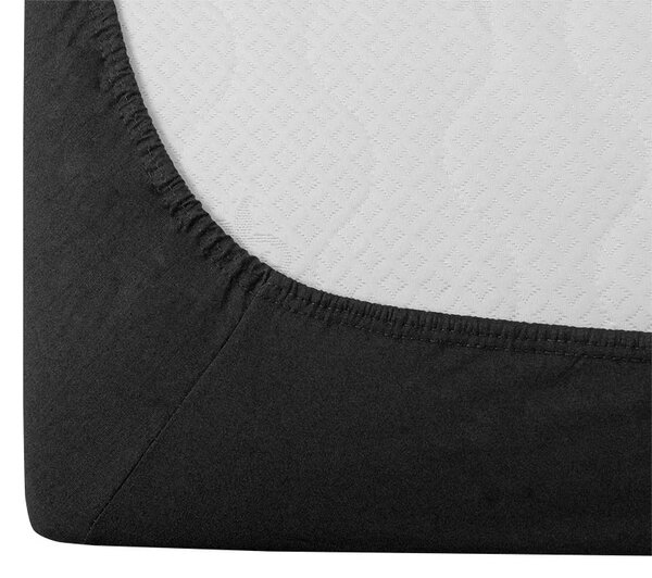 Krepp ágynemű szett DENYX BLEND szürke, hotelzseb + jersey lepedő 90 x 200 cm sötétszürke, egyszemélyes ágyhoz
