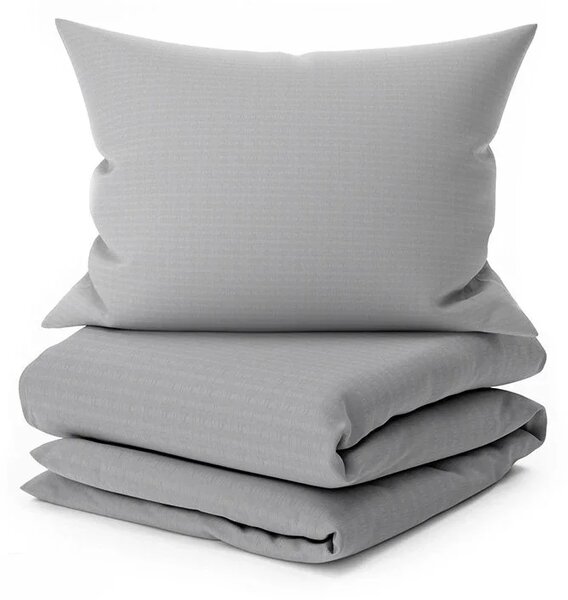 Krepp ágynemű szett DENYX BLEND szürke, hotelzseb + jersey lepedő 90 x 200 cm sötétszürke, egyszemélyes ágyhoz
