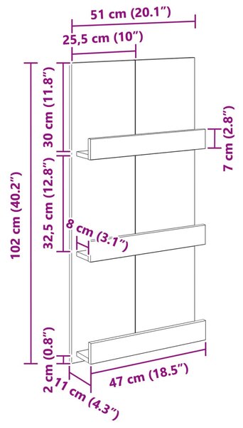 Magazin állvány Füstölt tölgy 51 x 11 x 102 cm Faanyag