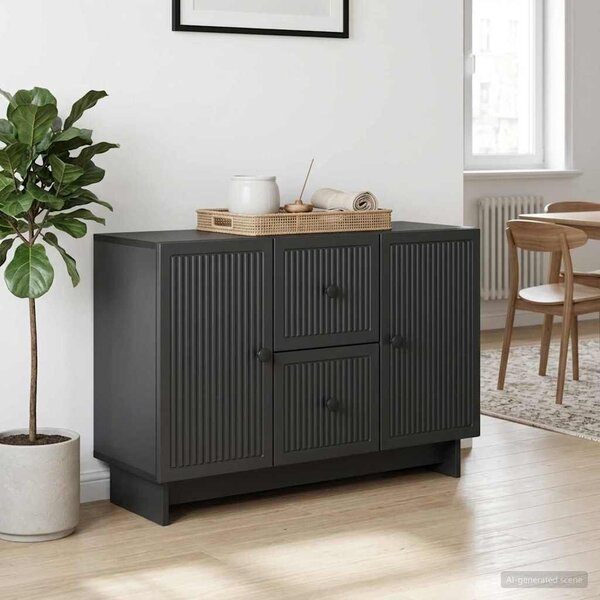 VidaXL Széf fiókkal Fekete 89 x 34,5 x 60 cm Szerelt Fa