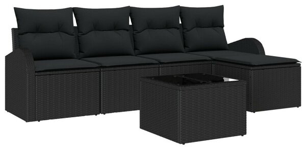6 darabos kerti kanapé szett párnákkal Bézs Poli Rattan, 2 személyes kerti kanapé tárolóval és párnákkal Fekete Poli Rattan
