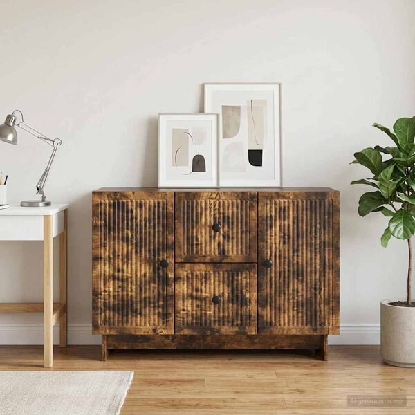VidaXL Széf fiókkal Füstös Tölgy 89 x 34,5 x 60 cm Szerelt Fa
