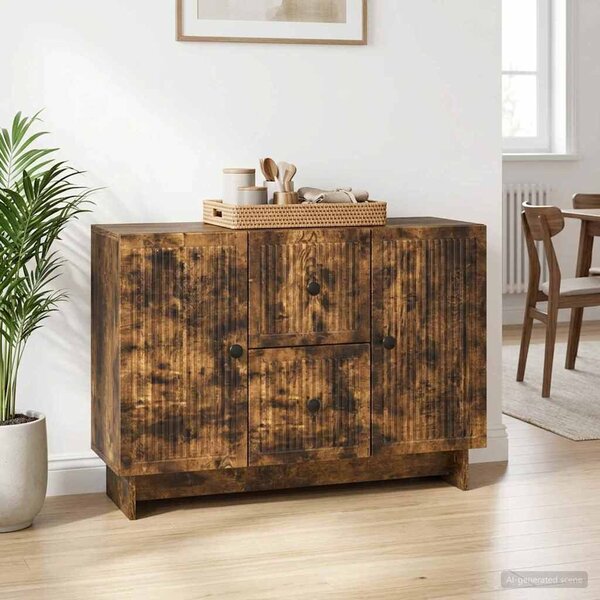 VidaXL Széf fiókkal Füstös Tölgy 89 x 34,5 x 60 cm Szerelt Fa
