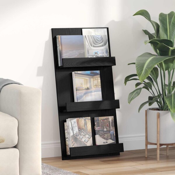 Magazin állvány polcokkal Fekete tölgy 51 x 11 x 102 cm Faanyag