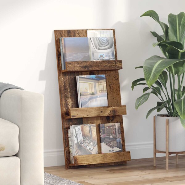 Magazin állvány polcokkal Öreg fa 51 x 11 x 102 cm Faanyag