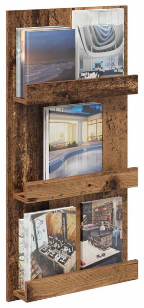 Magazin állvány polcokkal Öreg fa 51 x 11 x 102 cm Faanyag