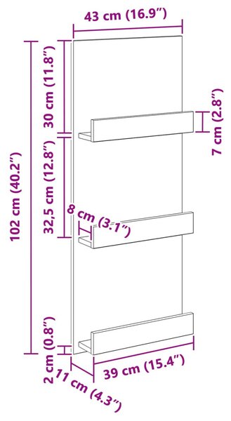 Magazin állvány polcokkal Öreg fa 43 x 11 x 102 cm Faanyag