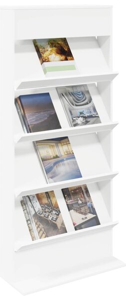 Magazin állvány polcokkal Fehér 70 x 41 x 156 cm Faanyag