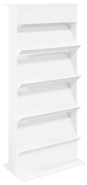 Magazin állvány polcokkal Fehér 70 x 41 x 156 cm Faanyag