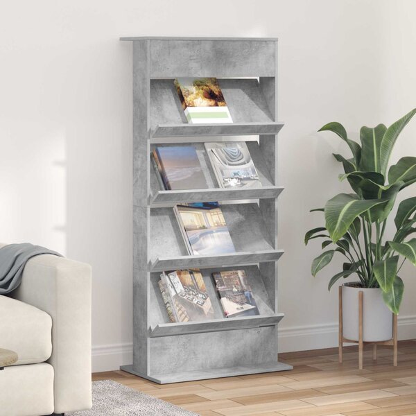 Magazin állvány polcokkal Beton Szürke 70 x 41 x 156 cm Faanyag