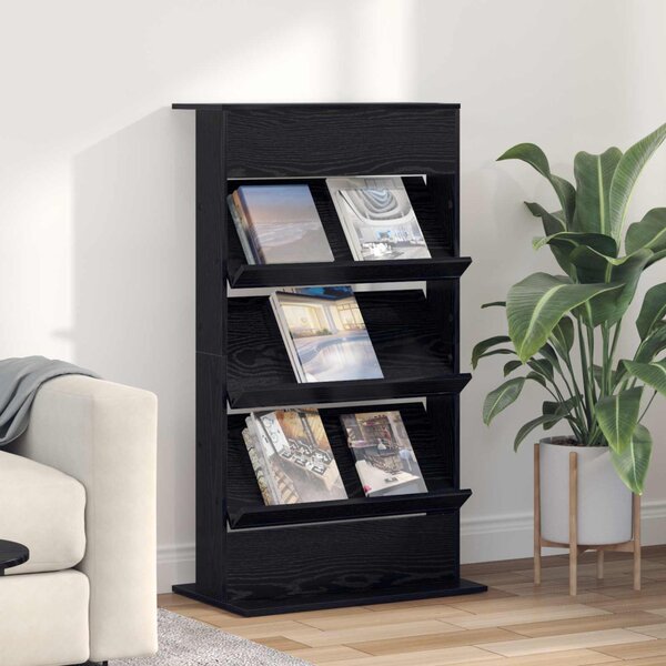 Magazin állvány Fekete tölgy 70 x 41 x 126 cm Szerelt Fa