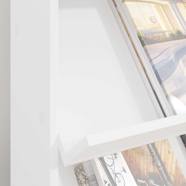 Magazin állvány polcokkal Fehér 70 x 41 x 126 cm Faanyag