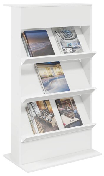 Magazin állvány polcokkal Fehér 70 x 41 x 126 cm Faanyag