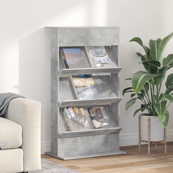 Magazin állvány polcokkal Beton Szürke 70 x 41 x 126 cm Faanyag