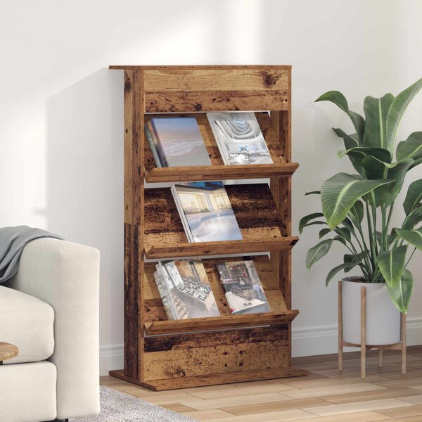Magazin állvány polcokkal Öreg fa 70 x 41 x 126 cm Faanyag