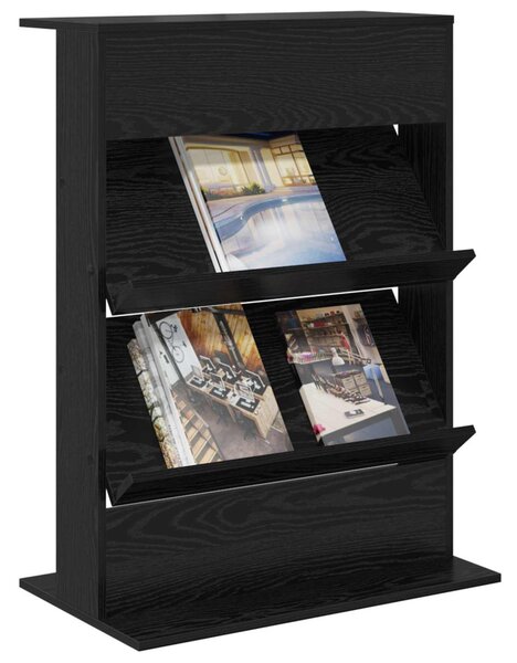 Magazin állvány polcokkal Fekete tölgy 70 x 41 x 96 cm Faanyag
