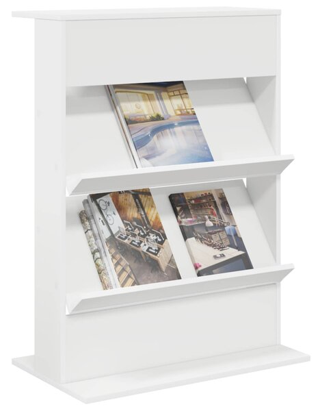 Magazin állvány polcokkal Fehér 70 x 41 x 96 cm Faanyag
