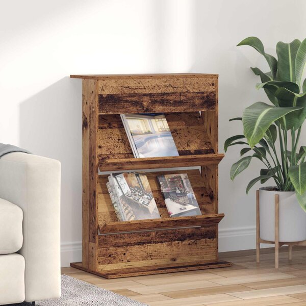 Magazin állvány polcokkal Öreg fa 70 x 41 x 96 cm Faanyag