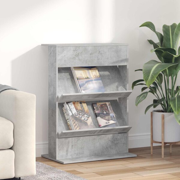 Magazin állvány polcokkal Beton Szürke 70 x 41 x 96 cm Faanyag