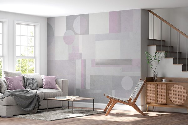 Fotótapéta absztrakt geometria szürke és levendula árnyalatokban, Fotótapéta geometria, w04635v1 : Uwalls.hu