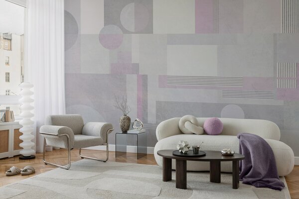 Fotótapéta absztrakt geometria szürke és levendula árnyalatokban, Fotótapéta geometria, w04635v1 : Uwalls.hu