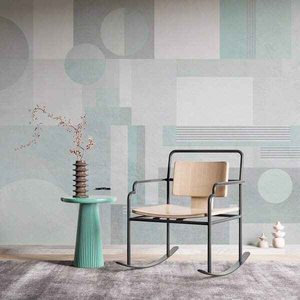 Fotótapéta absztrakt geometria szürkés-zöld árnyalatokban, Fotótapéta geometria, w04635v3 : Uwalls.hu