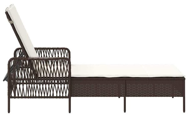 VidaXL Napozóágy párnával 1-személy Barna 157 x 55 x 92cm polirattan