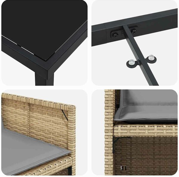 VidaXL Kert étkező szett 5 pcs Bézs polirattan