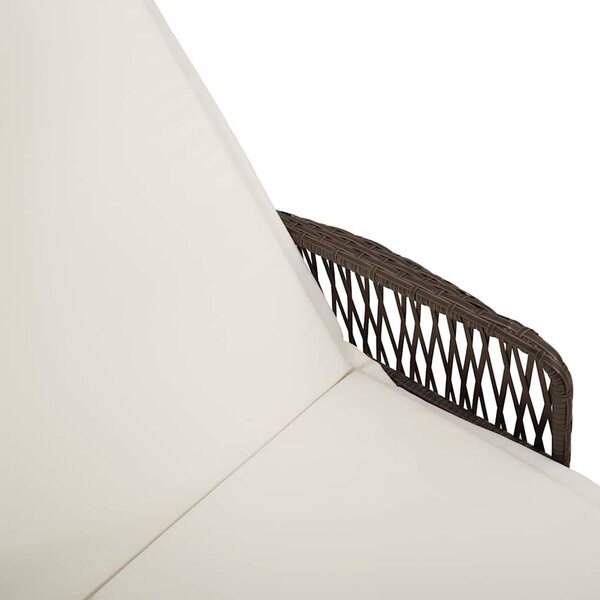 VidaXL Napozóágy párnával 1-személy Barna 157 x 55 x 92cm polirattan