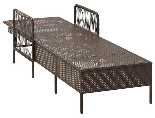 VidaXL Napozóágy párnával 1-személy Barna 157 x 55 x 92cm polirattan