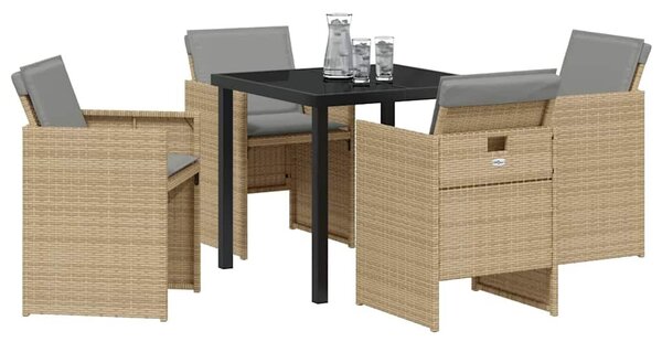 VidaXL Kert étkező szett 5 pcs Bézs polirattan
