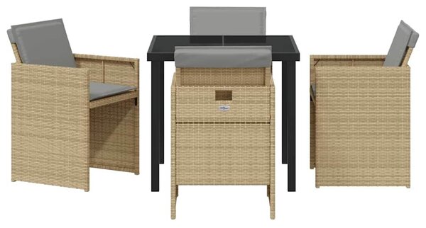 VidaXL Kert étkező szett 5 pcs Bézs polirattan