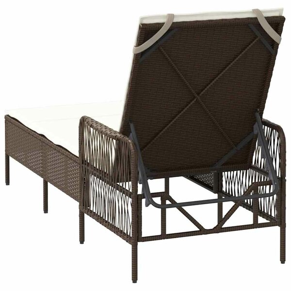 VidaXL Napozóágy párnával 1-személy Barna 157 x 55 x 92cm polirattan