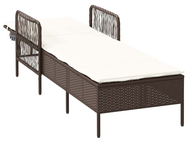 VidaXL Napozóágy párnával 1-személy Barna 157 x 55 x 92cm polirattan