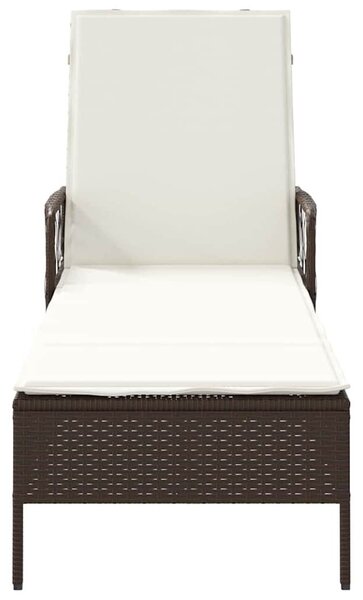 VidaXL Napozóágy párnával 1-személy Barna 157 x 55 x 92cm polirattan