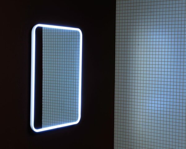 Sapho Sapho, FLOAT LED háttérvilágítású lekerekített tükör a keretben 500x700mm, fehér, 22571